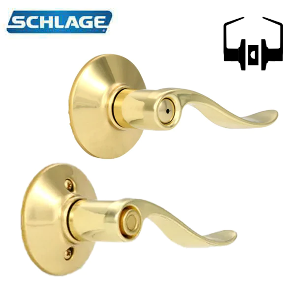 Schlage - 16210 - Accent Lever Set - Privacy - Round Rose - Bright Brass - RH - Grade 2 - UHS Hardware