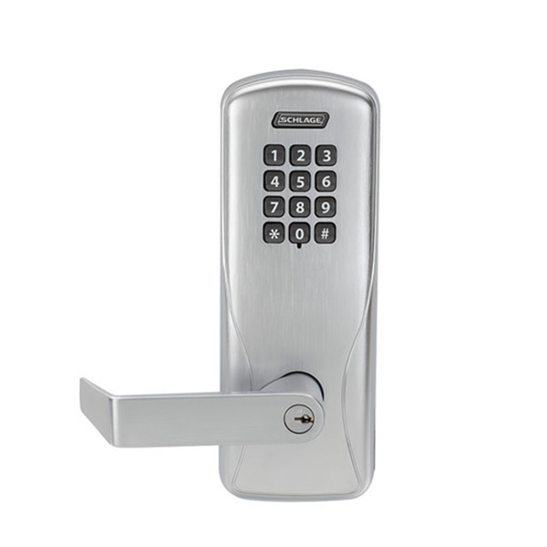 Schlage - CO-100 - Grade 1 Cylinder Keypad Programmable Lock - 6-pin - Rhodes Lever - Right Hand Reverse - Classroom - Satin Chrome - Exit Trim - Grade 1 - UHS Hardware