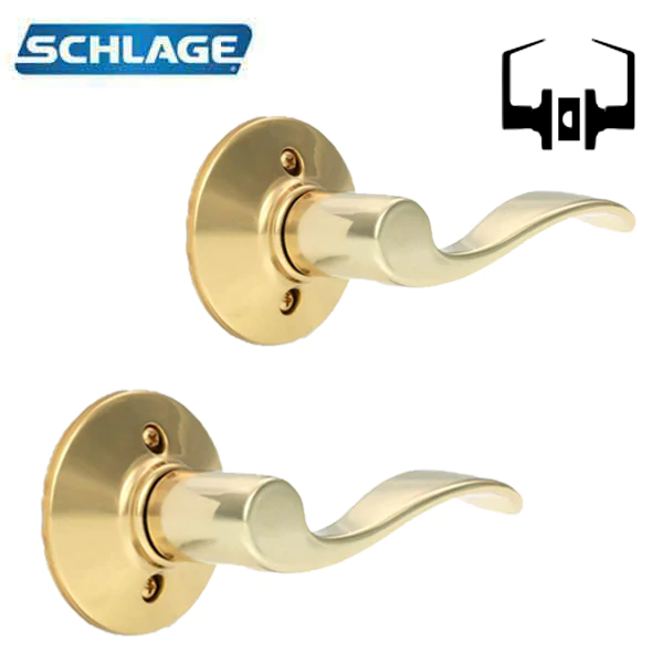 Schlage - 16210 - Accent Lever Set - Passage - Round Rose - Bright Brass - RH - Grade 2 - UHS Hardware
