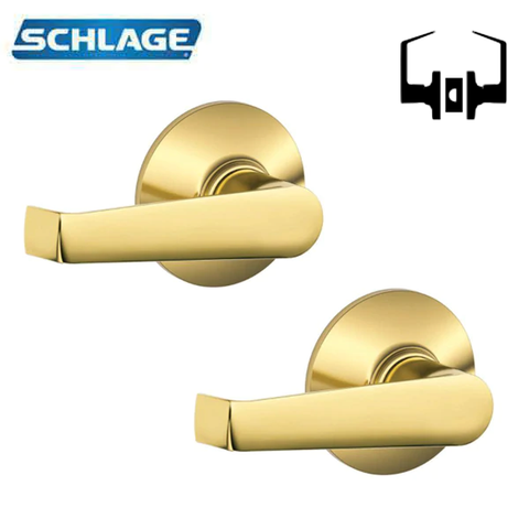 Schlage - 16210 - Elan Lever Set - Passage - Round Rose - Bright Brass - Grade 2 - UHS Hardware