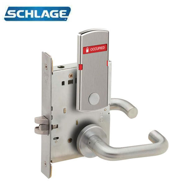 Schlage - L9040 - L Series Mortise Lock - Non-Keyed - Exit Indicator - Privacy - Fire Rated - Satin Chrome - Grade 1 - UHS Hardware