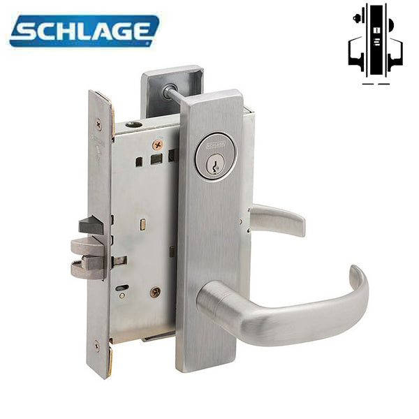 Schlage - L9050P - L Series Mortise Lock - Entrance / Office - Keyed Cylinder - Fired Rated - Satin Chrome - Grade 1 - UHS Hardware
