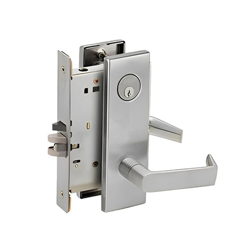 Schlage - L9060P - Mortise Lock with 06 Lever - Schalge C Keyway - 6 Pin Cylinder - Apartment Entrance Lock - Satin Chrome - Grade 1