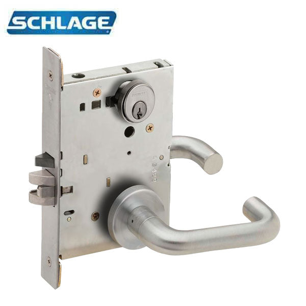 Schlage - L9082P - L Series Mortise Lock - Institutional - Keyed Cylinder - Fired Rated - Satin Chrome - Grade 1 - UHS Hardware