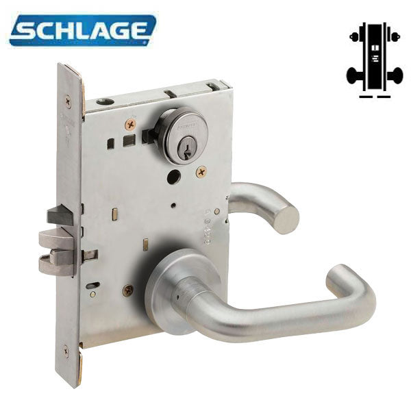 Schlage - L9082P - L Series Mortise Lock - Institutional - Keyed Cylinder - Fired Rated - Satin Chrome - Grade 1 - UHS Hardware