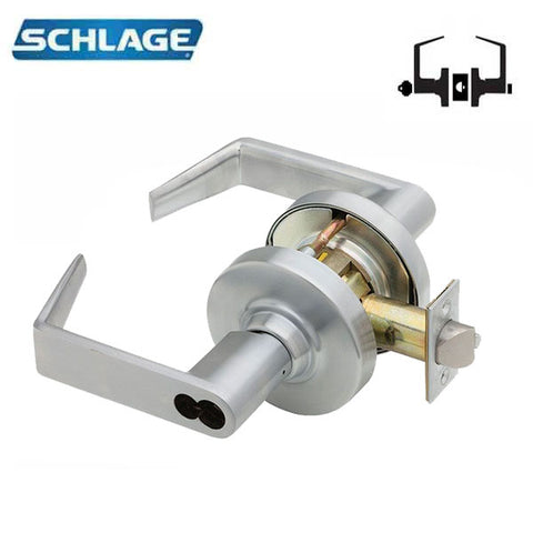 Schlage - ND50JD - Commercial Lever Set - Entrance/Office - Less FSIC - Satin Chrome - Rhodes Lever - Fire Rated - Grade 1
