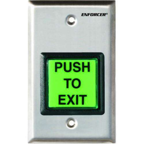 Seco-Larm - Illuminated RTE Single Gang Push Button Wall Plate - Stainless Steel w/ Timer - UHS Hardware