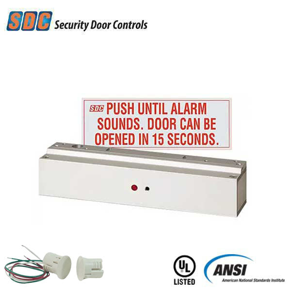 SDC - 1581S - Delayed Egress Single Mini Magnetic Lock - Optional Door Position Sensor - Integrated - Surface Mount - 650lbs - 12/24VDC - Aluminum - Grade 1 - UHS Hardware