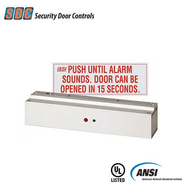 SDC - 1581S - Delayed Egress Single Mini Magnetic Lock - BOCA Code Compliant - Integrated - Surface Mount - 650lbs - 12/24VDC - Aluminum - Grade 1 - UHS Hardware