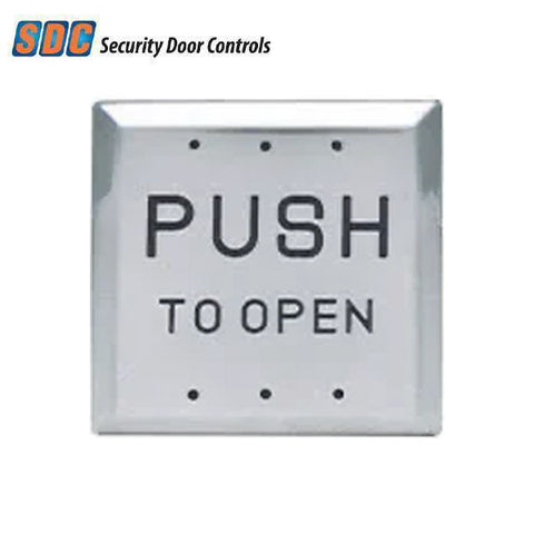 SDC - 482A4U - Square Push Plate - Push To Open - 4-1/2" - SPDT - Blue Infill - 630 -  Dull Stainless Steel