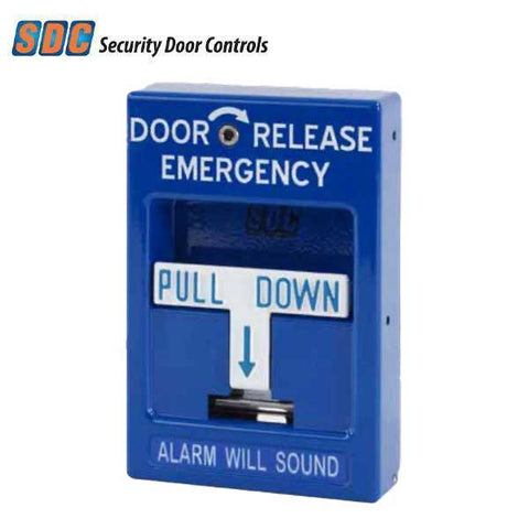 SDC - 492 - Pull Station Emergency Exit Door Release - Blue - UHS Hardware