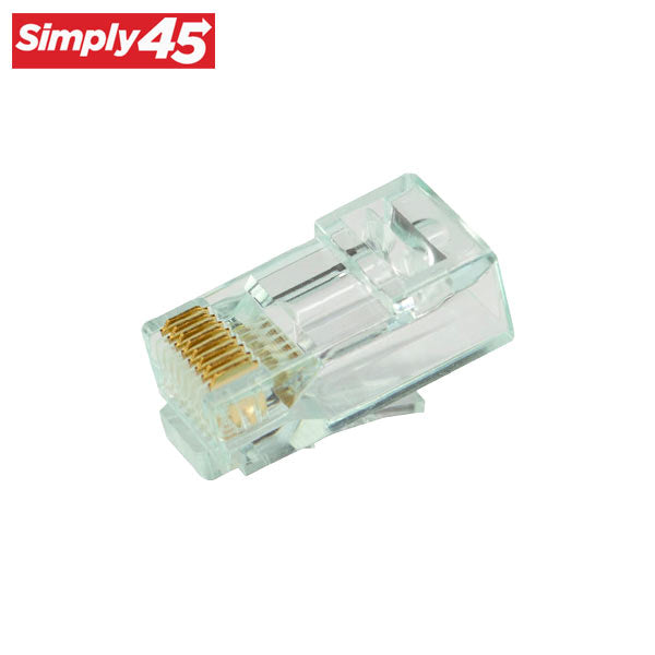 Simply45 - S45-1100 - Unshielded - Standard WE/SS (8P8C) RJ45 Modular Plugs - Green Tint - Commercial Rated - w/ Bar45 Load Bar - for Cat6/6a UTP - Jar of 100 - UHS Hardware