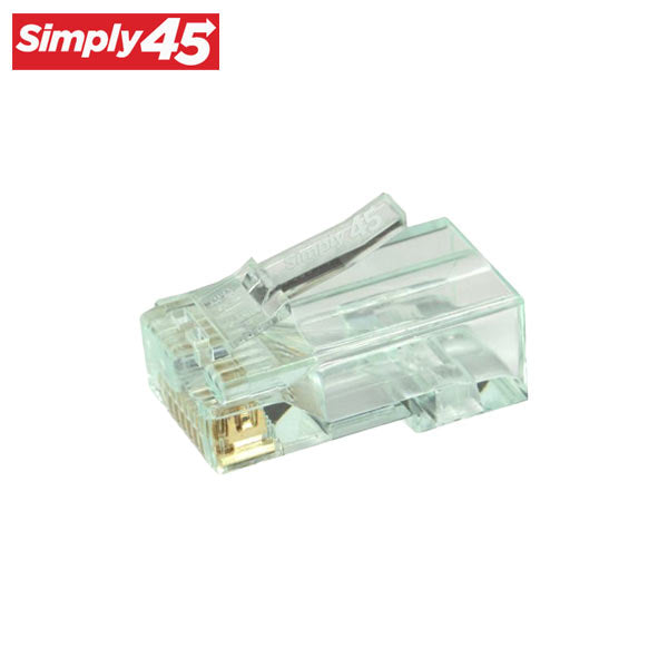 Simply45 - S45-1600 - Unshielded - Pass-Through RJ45 Modular Plugs - Green Tint - Commercial Rated - for Cat6 UTP Solid / Cat5e/6 UTP Stranded - Jar of 100 - UHS Hardware