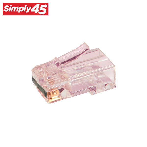 Simply45 - S45-1700P - ProSeries - Unshielded - Pass-Through RJ45 Modular Plugs - Red Tint - Commercial Rated - w/ Cap45 - for Cat6/6a UTP - Jar of 100 - UHS Hardware