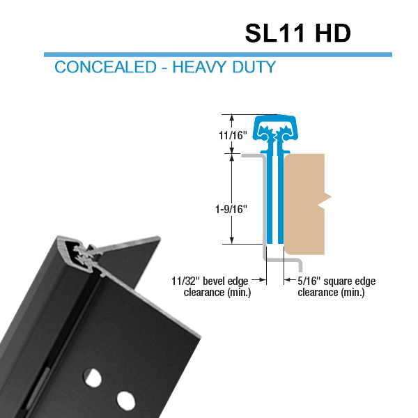 Select Hinges - 11 - 83" - Geared Concealed Continuous Hinge - Black - Heavy Duty - UHS Hardware