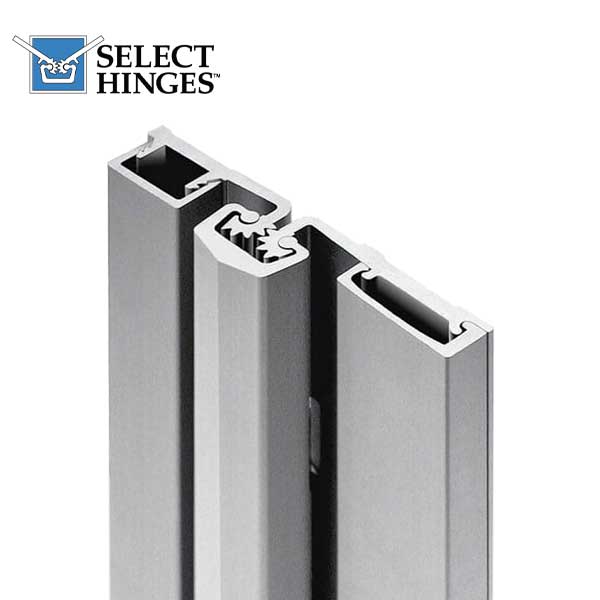 Select Hinges - 57 - 85" - Geared Full Surface Hinge - Clear Aluminum - Heavy Duty - UHS Hardware