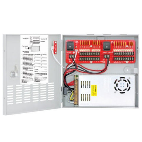 Seco-Larm - SLM-PC-U1820-PULQ - 12VDC Switching CCTV Power Supply - 18 Outputs - 20 Amp - UHS Hardware