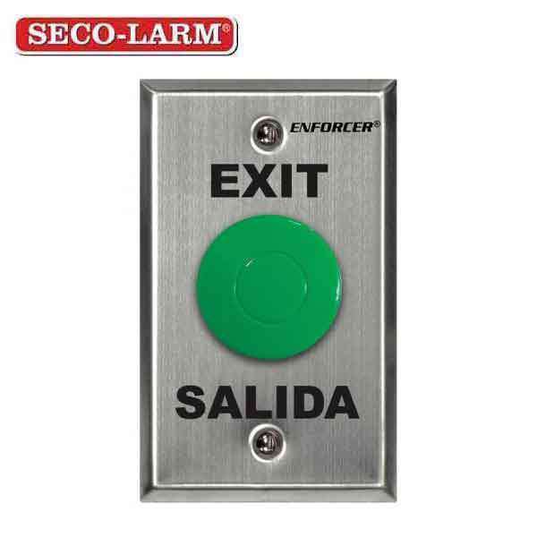 Seco-Larm - RTE Single Gang Wall Plate - Green Mushroom Button w/ Timer - EXIT / SALIDA - UHS Hardware
