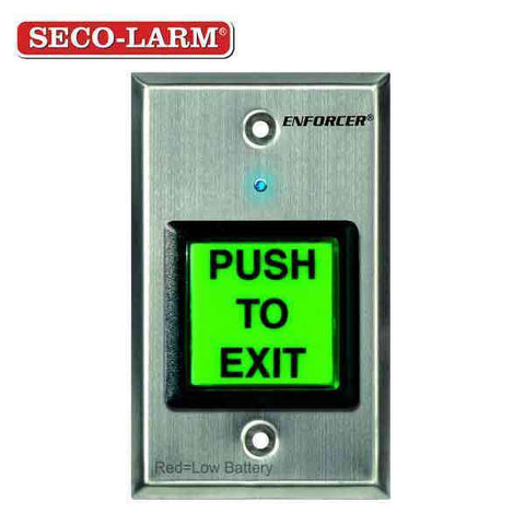 Seco-Larm - RF Wireless Request-to-Exit Plate - Single-Gang - Green 2" Square Button - UHS Hardware