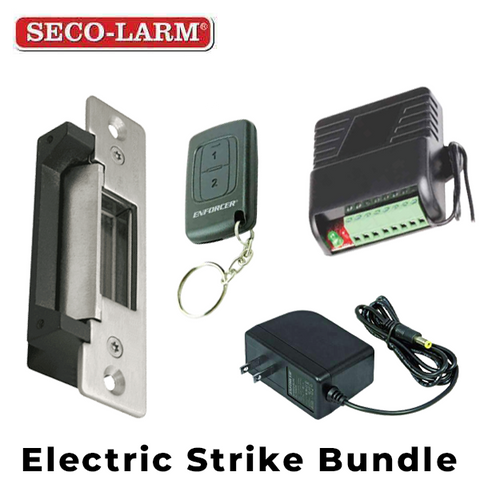 Seco-Larm - Electric Door Strike w/ RF Receiver & RF Wireless Transmitter w/ Plug-in Transformer - Fail-safe / Fail-secure - 12VDC - UL Listed - UHS Hardware