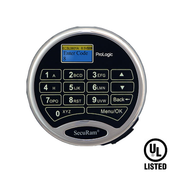 SECURAM - ProLogic L02 Electronic Safe Keypad Lock - UL Listed - Chrome - UHS Hardware