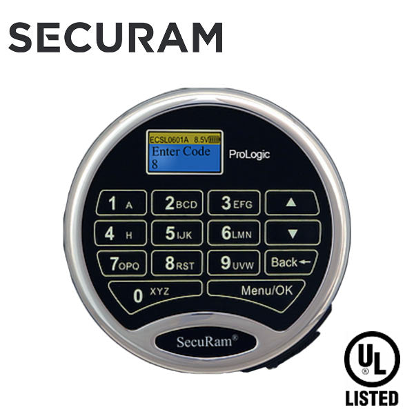 SECURAM - ProLogic L02 Electronic Safe Keypad Lock - UL Listed - Chrome - UHS Hardware