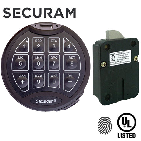 SECURAM - ScanLogic Basic Fingerprint Electronic Safe Keypad ONLY - Optional Lock Bodies - UL Listed - Matte Black
