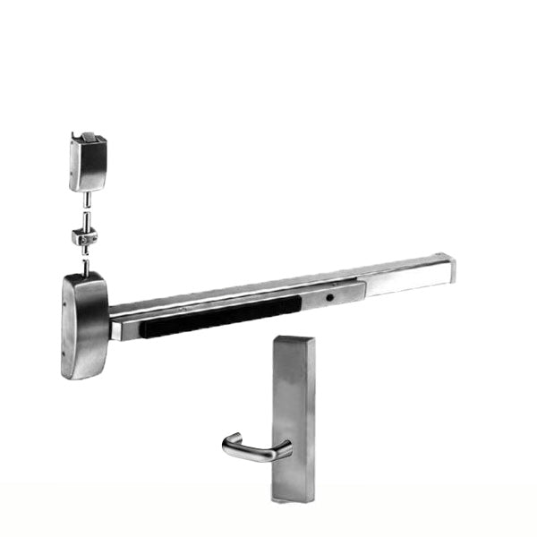 Sargent - 8715F - Surface Vertical Exit Rod - Top Latch - Passage - 36" x 84" - Optional Handing - Satin Stainless Steel - Fired Rated - Grade 1 - UHS Hardware