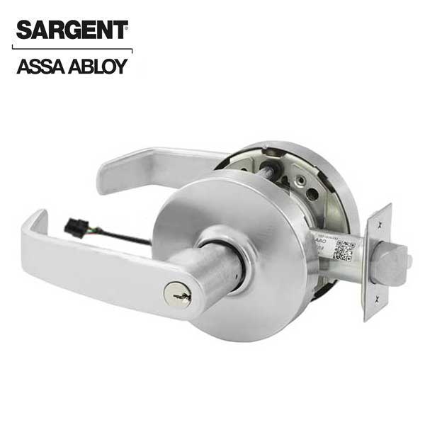 Sargent - 10G71 - Electromechanical Cylindrical Lock - L Rose / L Lever - Fail Secure - LA Keyway - 26D - Satin Chrome Plated - 24V - Grade 1 - UHS Hardware