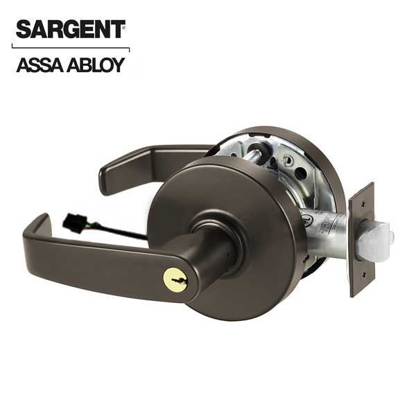 Sargent - 10G71 - Electromechanical Cylindrical Lock - L Rose / L Lever - Fail Secure - LA Keyway - 10BE - Dark Oxidized Satin Bronze - 24V - Grade 1 - UHS Hardware