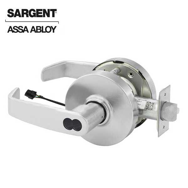 Sargent - 10G71 - Electromechanical Cylindrical Lock - L Rose / L Lever - Fail Secure - SFIC - 26D - Satin Chrome Plated - 24V - Grade 1 - UHS Hardware