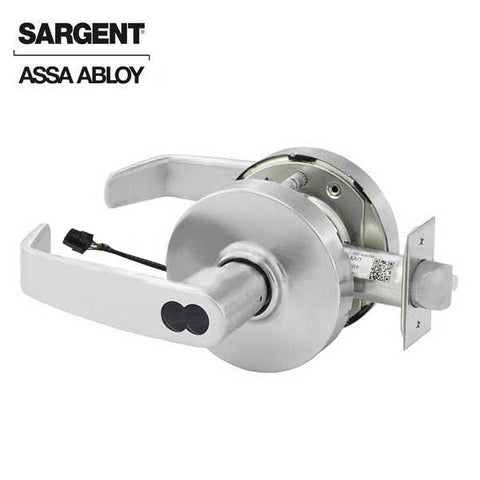 Sargent - 10G70 - Electromechanical Cylindrical Lock - L Rose / L Lever - Fail Safe - SFIC - 26D - Satin Chrome Plated - 24V - Grade 1 - UHS Hardware