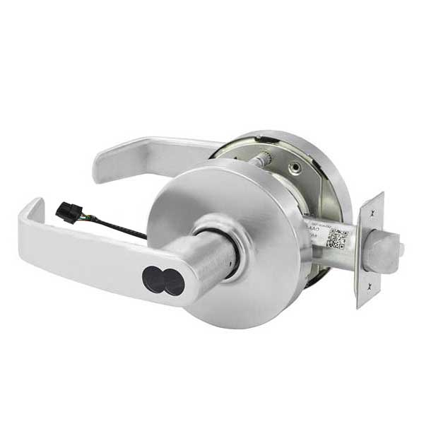 Sargent - 10G70 - Electromechanical Cylindrical Lock - L Rose / L Lever - Fail Safe - SFIC - 26D - Satin Chrome Plated - 24V - Grade 1 - UHS Hardware