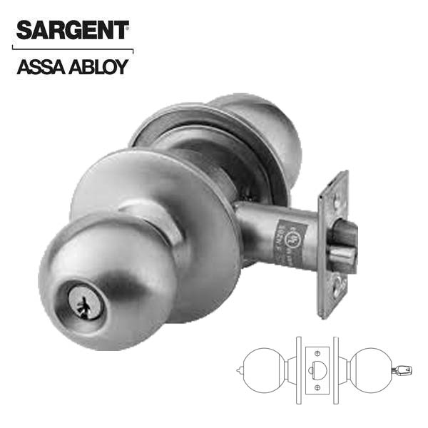 Sargent - 28-8XG05 - 8X-Line Bored Knob Lock - L Rose / B Lever - Entry/Office - LB Design - 630 - Satin Stainless Steel - Non Handed - Grade 1