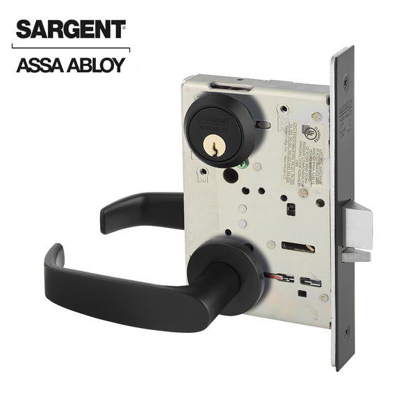 Sargent - 8204 - Mechanical Mortise Lock - LN Rose / L Lever - Storeroom - LFIC - BSP - Black Suede Powder Coat - Grade 1 - UHS Hardware