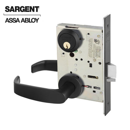 Sargent - 8204 - Mechanical Mortise Lock - LN Rose / L Lever - Storeroom - LFIC - BSP - Black Suede Powder Coat - Grade 1 - UHS Hardware