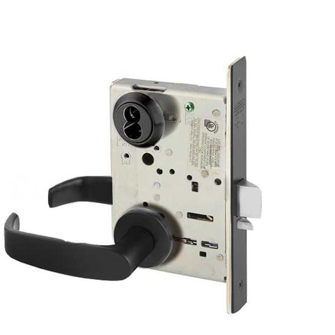 Sargent - 8205 - Mechanical Mortise Lock - LN Rose / L Lever - Office - SFIC - BSP - Black Suede Powder Coat - Grade 1 - UHS Hardware