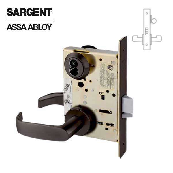 Sargent - 8237 - Mechanical Mortise Lock - LN Rose / L Lever - Classroom - SFIC - 10BE - Dark Oxidized Satin Bronze - Grade 1 - UHS Hardware