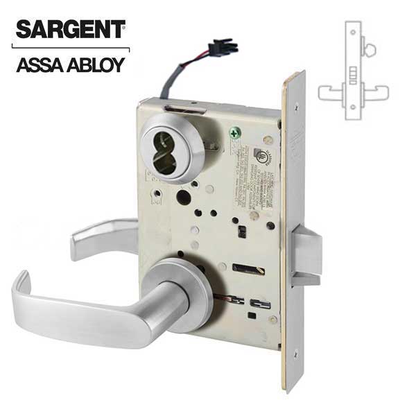 Sargent - 8270 - Electromechanical Mortise Lock - LN Rose / L Lever - Fail Safe - SFIC - 26D - Satin Chrome Plated - 24V - Grade 1 - UHS Hardware