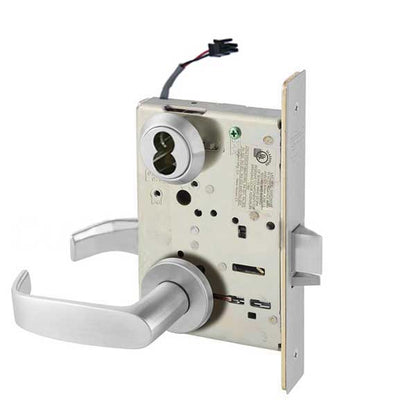 Sargent - 8271 - Electromechanical Mortise Lock - LN Rose / L Lever - Fail Secure - LFIC - 26D - Satin Chrome Plated - 24V - Grade 1 - UHS Hardware