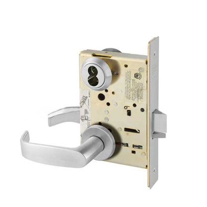 Sargent - 8204 - Mechanical Mortise Lock - LN Rose / L Lever - Storeroom - SFIC - 26D - Satin Chrome Plated - Grade 1 - UHS Hardware