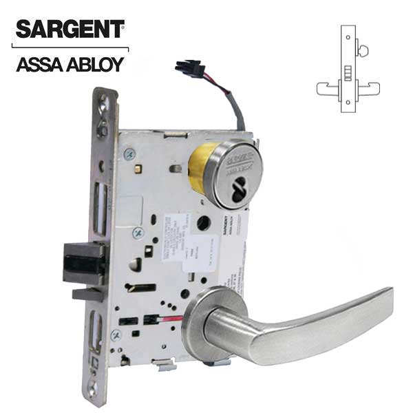 Sargent - 8271 - Electrified Mortise Lock - LN Rose / B Lever - Fail Secure - 1-3/4" Frame - 24VDC - SFIC - Satin Chrome - Grade 1 - UHS Hardware