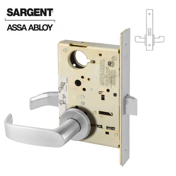 Sargent - 8215 - Mechanical Mortise Lock - LN Rose / L Lever - Passage - 26D - Satin Chrome Plated - Grade 1 - UHS Hardware