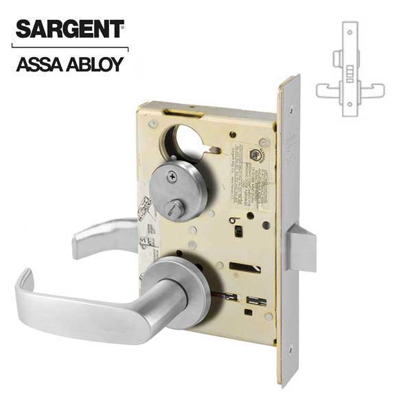 Sargent - 8265 - Mechanical Mortise Lock - LN Rose / L Lever - Privacy - 26D - Satin Chrome Plated - Grade 1 - UHS Hardware