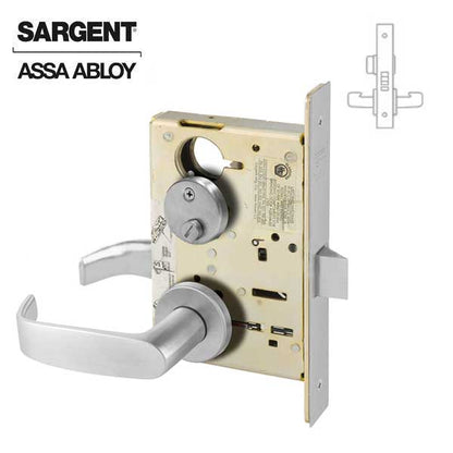 Sargent - 8265 - Mechanical Mortise Lock - LN Rose / L Lever - Privacy - 26D - Satin Chrome Plated - Grade 1 - UHS Hardware
