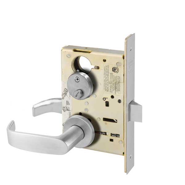 Sargent - 8265 - Mechanical Mortise Lock - LN Rose / L Lever - Privacy - 26D - Satin Chrome Plated - Grade 1 - UHS Hardware