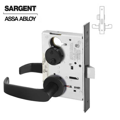 Sargent - 8265 - Mechanical Mortise Lock - LN Rose / L Lever - Privacy - BSP - Black Suede Powder Coat - Grade 1 - UHS Hardware