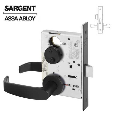 Sargent - 8265 - Mechanical Mortise Lock - LN Rose / L Lever - Privacy - BSP - Black Suede Powder Coat - Grade 1 - UHS Hardware