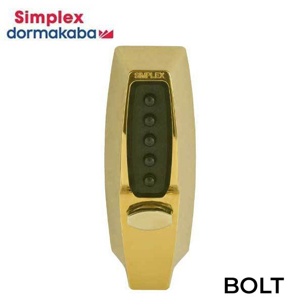 Simplex - 7108 - Mechanical Pushbutton Deadbolt Keyless Lock -  2-3/8" Backset - 03 - Bright Brass - UHS Hardware