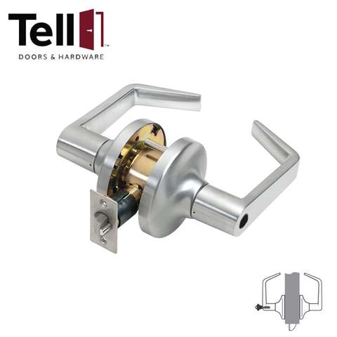 TELL - CL100167 - Heavy Duty Cylindrical Leverset - Satin Chrome - 2-3/4" Backset - Optional IC Core - Grade 2 - Storeroom